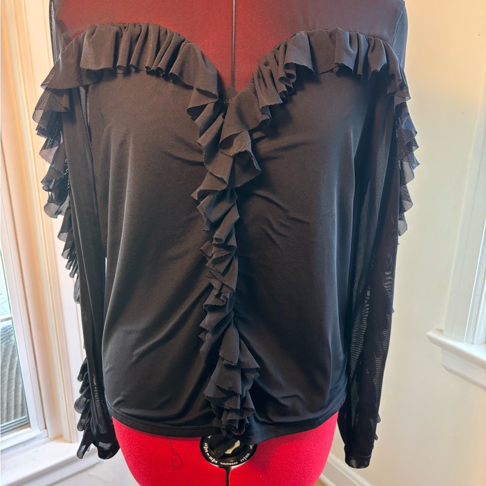 BKE Black Ruffled Blouse